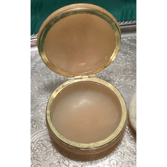 Italian Genuine Alabaster Hand Carved Hinged Powder Box With Puff Trinket Box - Picture 5 of 13